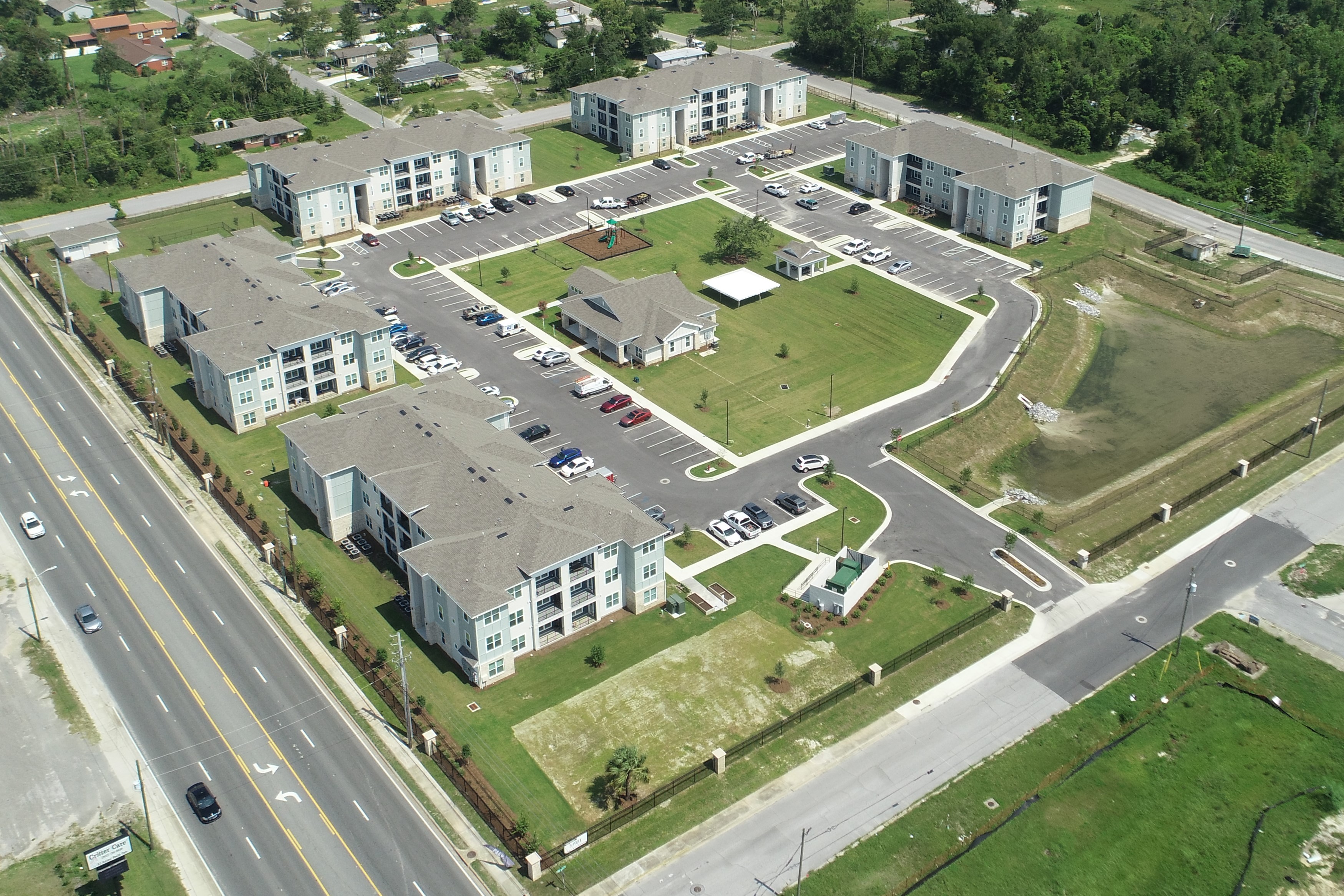 Image of The Park at Massalina apartment community from an aerial viewpoint